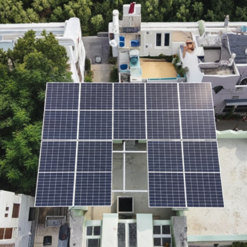 Karungalpalayam Solar Panel Top View Installation by Navina Agency