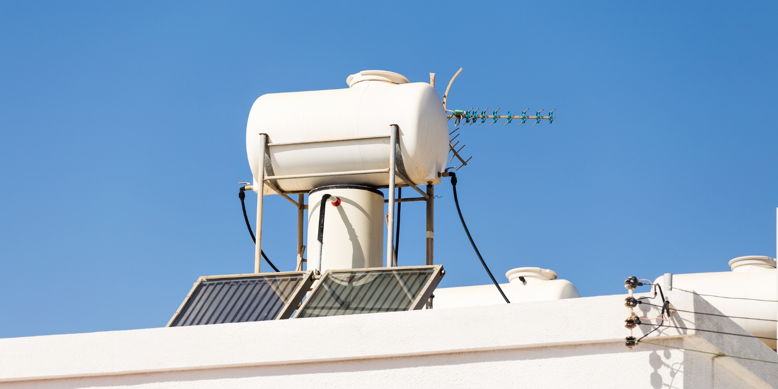 Solar Water Heater Installed on the Top Roof by Navina Agency