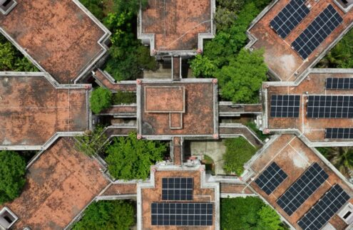 Top View of Tiruvannamalai Court Building Solar Installation by Navina Agency